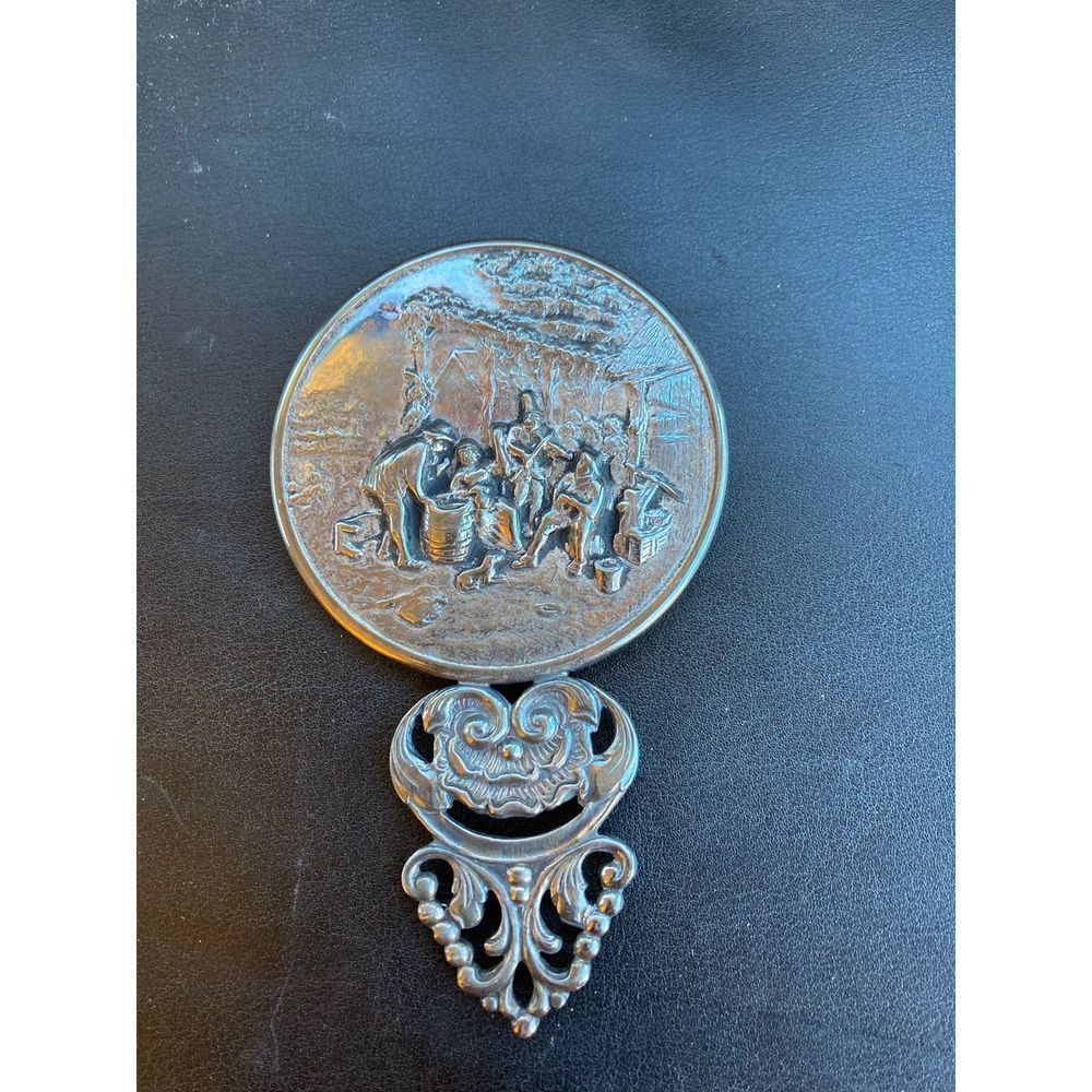 Alpacca German Hand Mirror Vintage Antique  Nouveau c.1900
